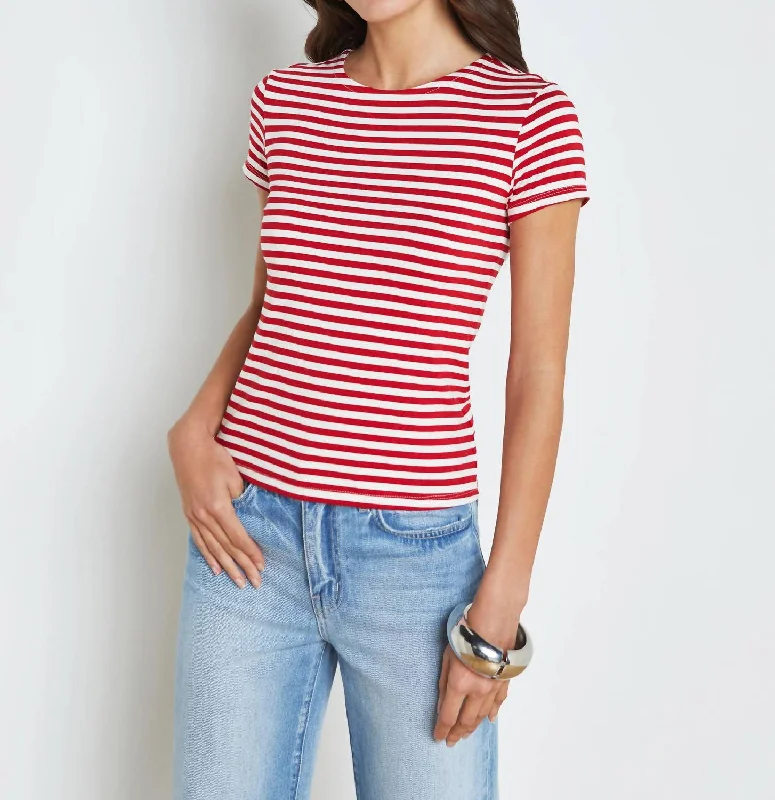 Ressi Fitted Top In Red/white