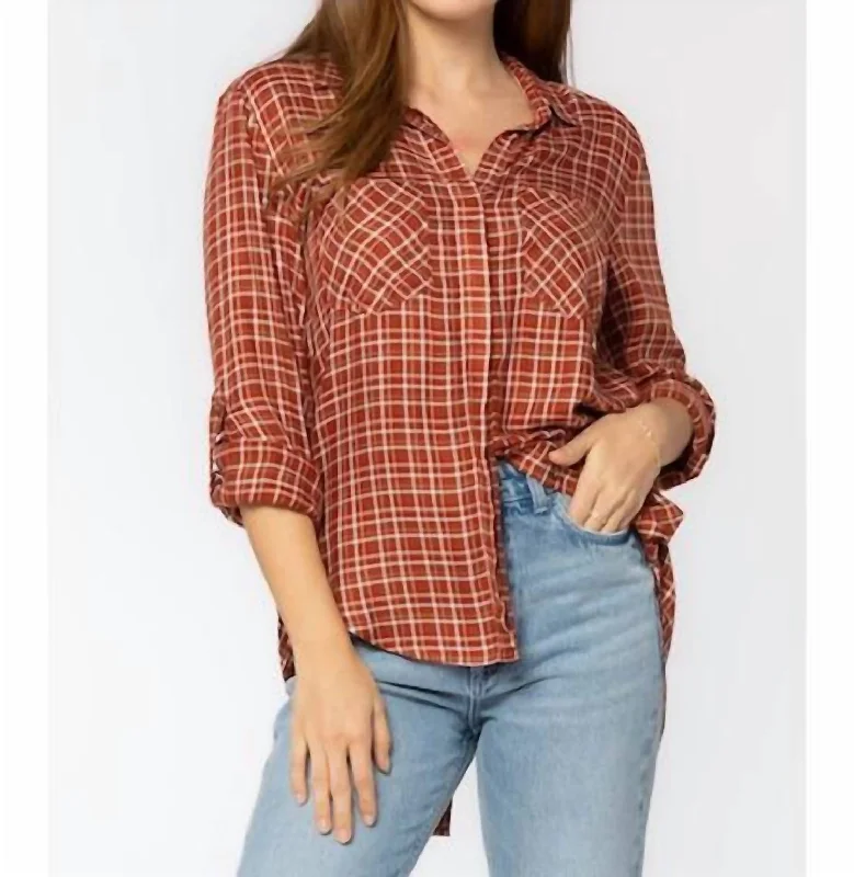 Riley Top In Maple Plaid