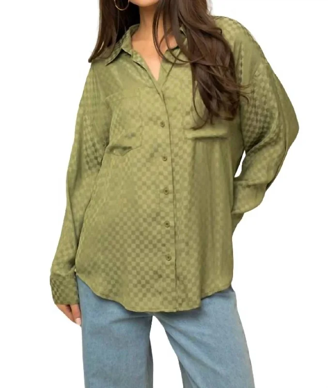 Rochelle Top In Olive Check