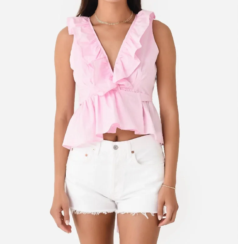 Ruffle Wrap Top In Peony