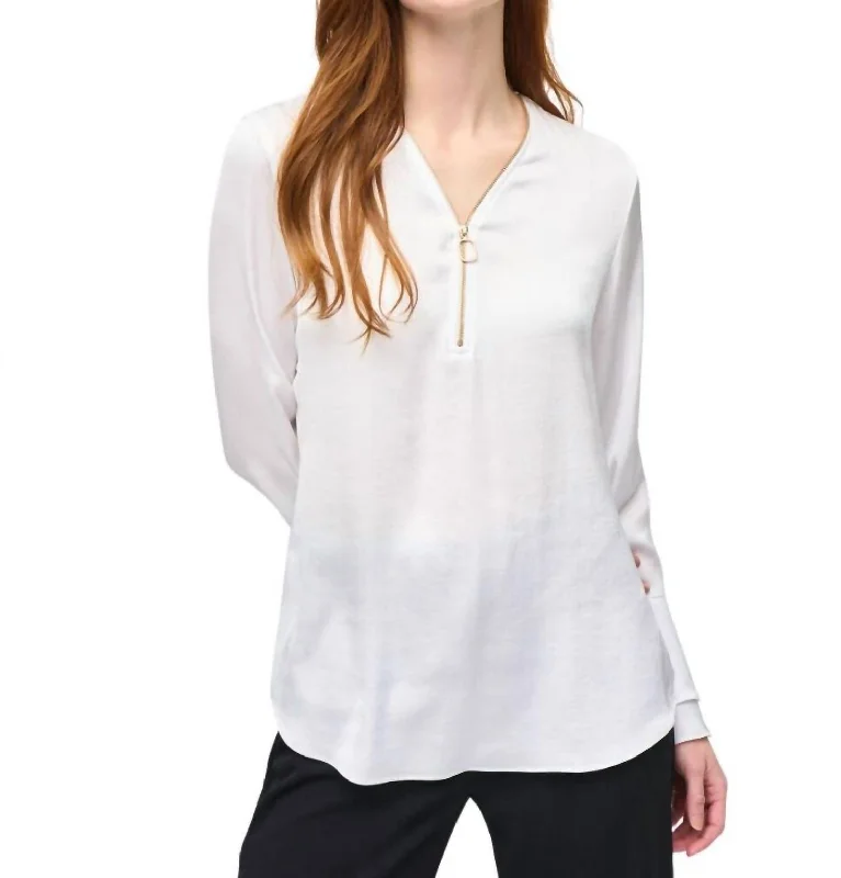 Ruffled Sleeve Satip Top In White