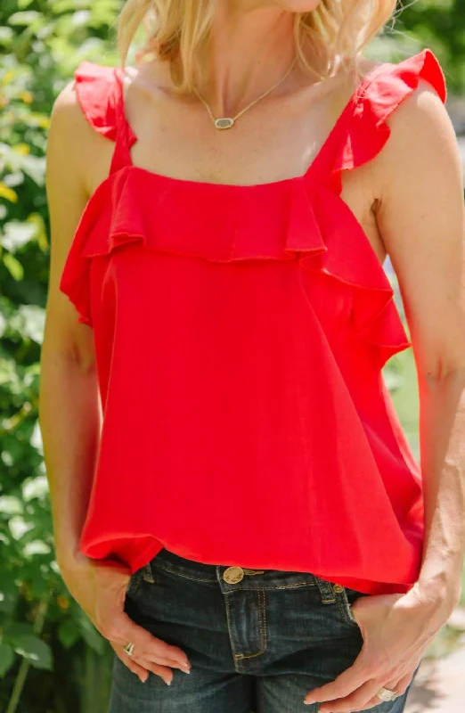 Salem Ruffle Tank In Red