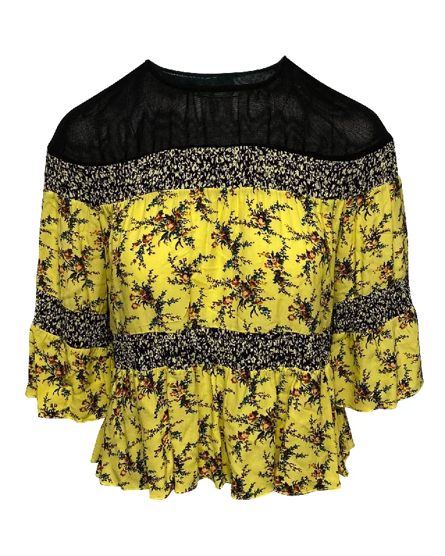 Sandro Ruched Blouse in Yellow Viscose