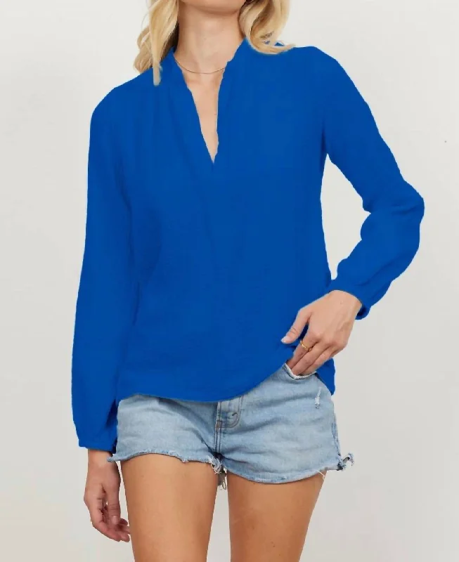 Santa Fe Gauze Top In Sapphire Blue