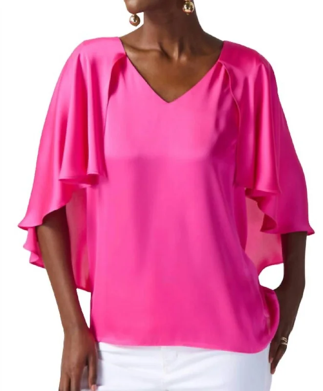 Satin Cape Top In Pink