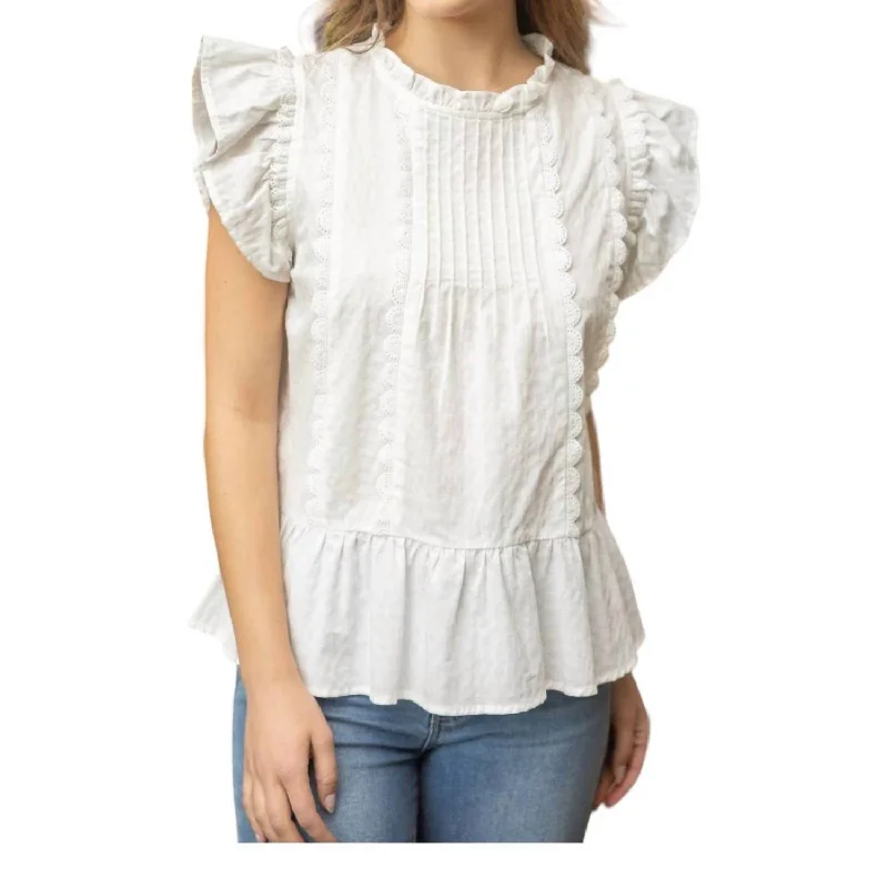 Scalloped Lace Blouse In White