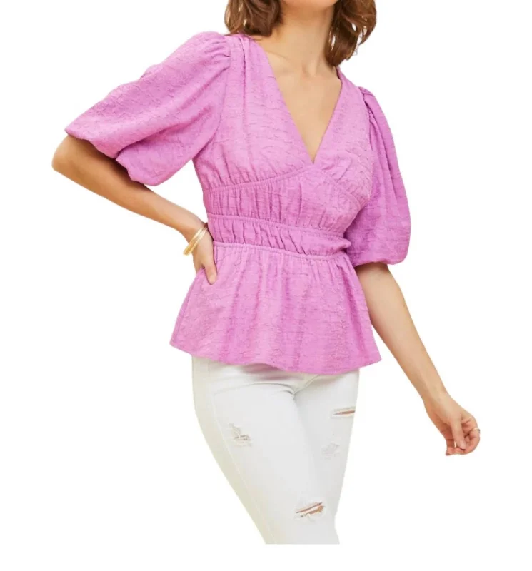 Scarlette Puff Sleeve Blouse In Lavender