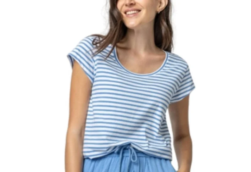 Scoop Neck Top In Marina Stripe