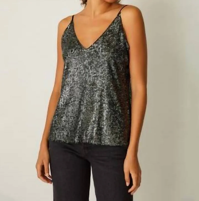 Sequin Cami Top In Navy