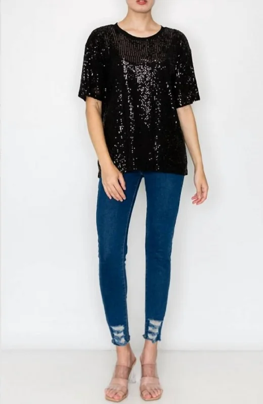 Sequin Top In Black