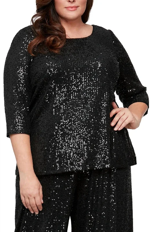 Sequined Party Top In Black