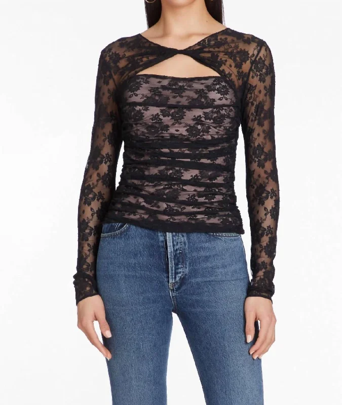 Shadia Top In Black/tan