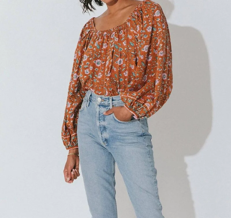 Shania Blouse In Terracotta Floral