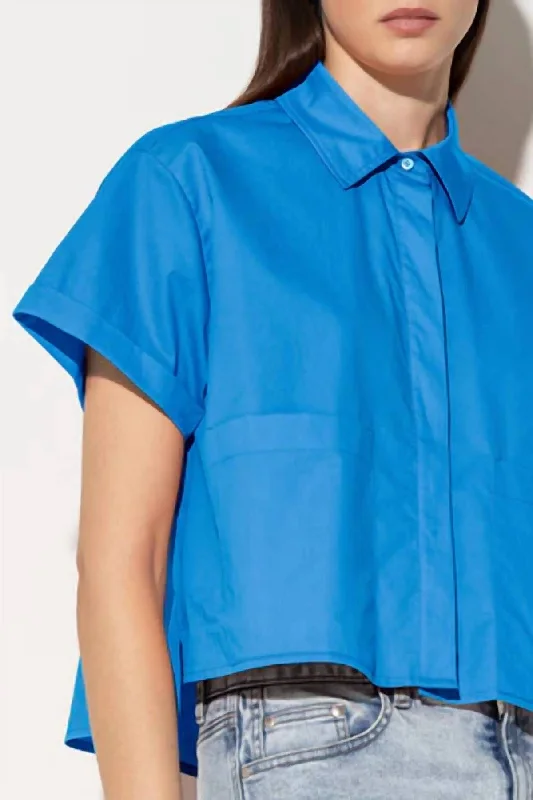 Shirt Blouse With Pockets In Azure