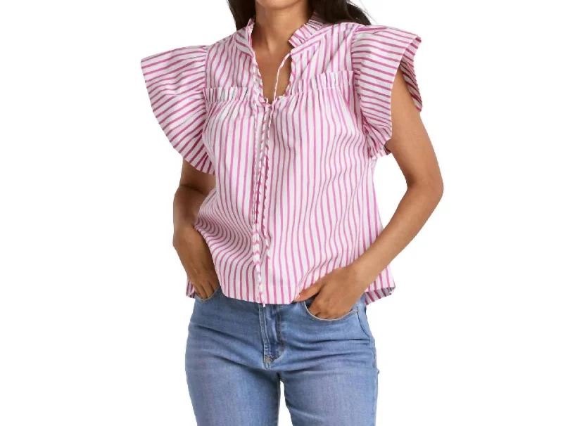 Siena Ruffle Top In Pink Cocktail