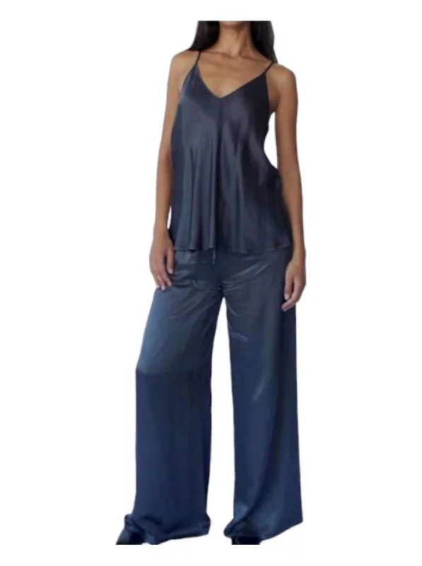 Silky Slip Top In Navy