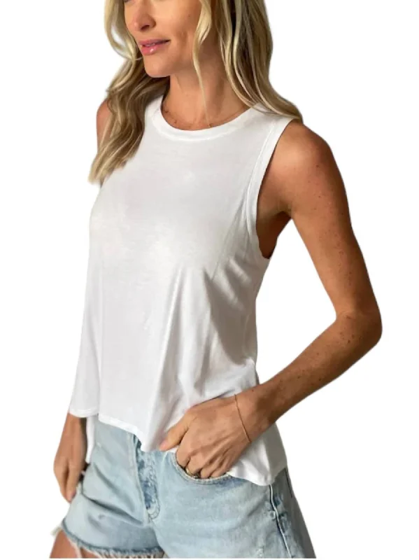 Sixfifty Split Back Tank In White