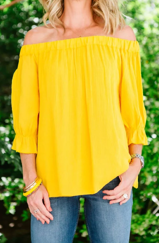 Soak Up The Sun Peasant Top In Marigold