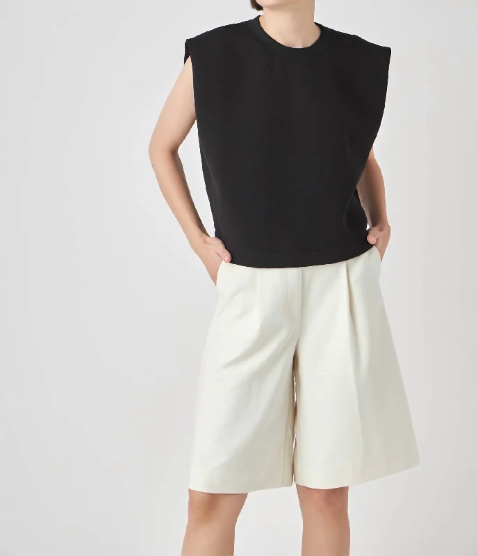 Soft Scuba Sleeveless Top In Black