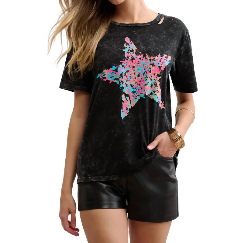 Splatter Star T-Shirt In Black