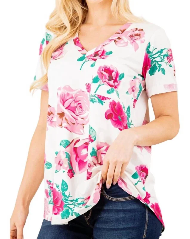 Spring Fling Floral Top In White