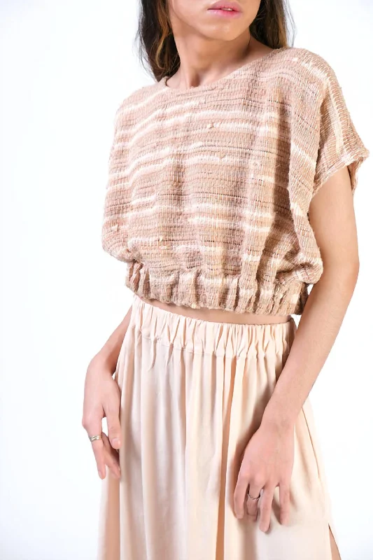 Srey Handwoven Cinched Top In Blush