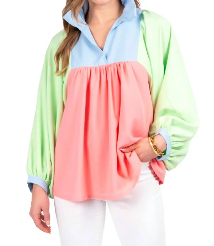 Stella Top In Guava Colorblock