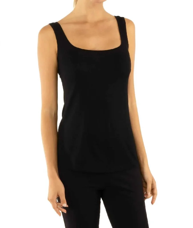 Super Soft Vicose Tank Top In Black