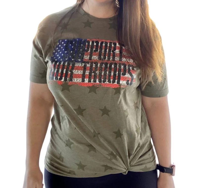 Support Our Troops Tee In Green