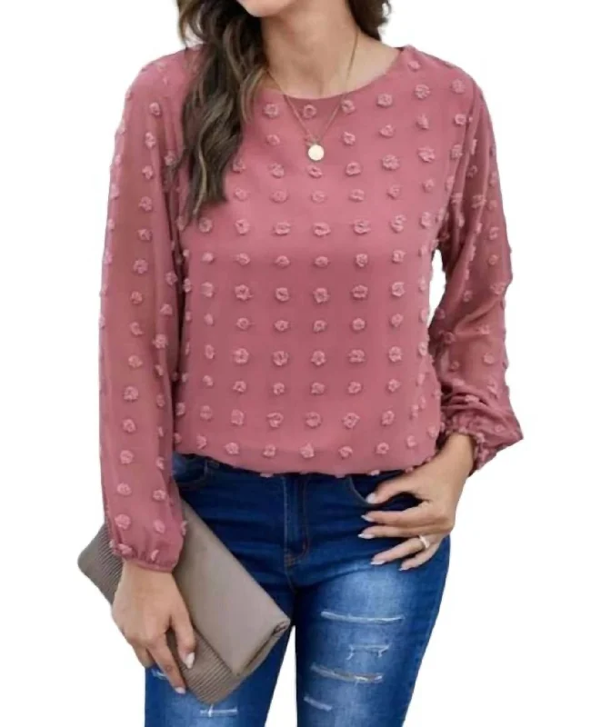 Swiss Dot Blouse In Faded Rose