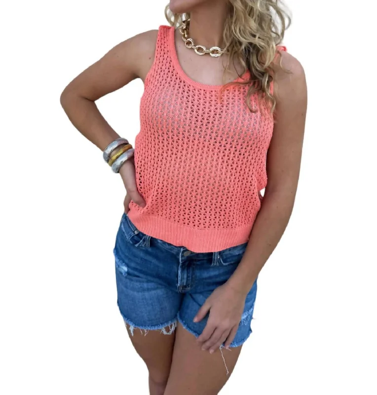 Tara Knit Tank In Coral