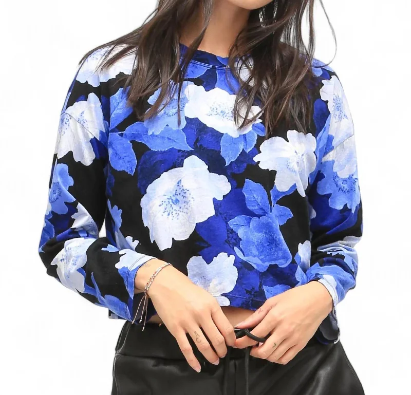 Taryn Floral Long Sleeve Tee In Onyx/ice