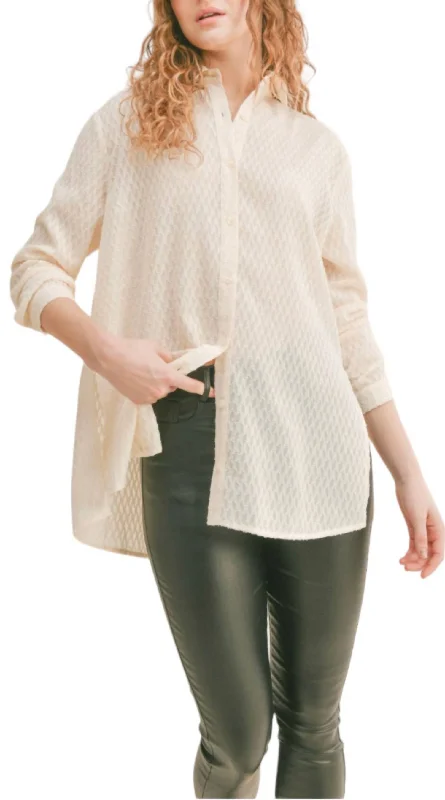 Tea Time Button Down Shirt In Beige