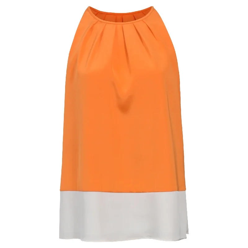 Theory Halter Top in Orange Silk