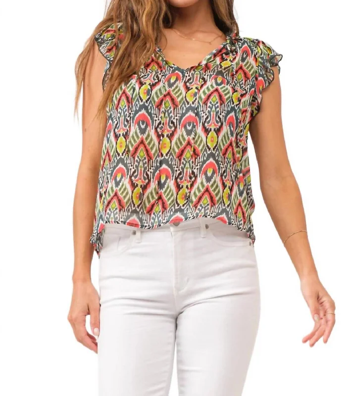 Ullie Keyhole Top In Vivid Tribe