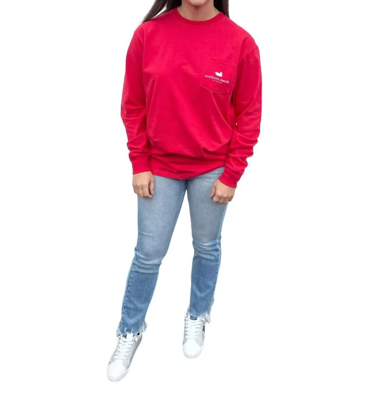 Unisex - Long Sleeve Fishing Tee In Red