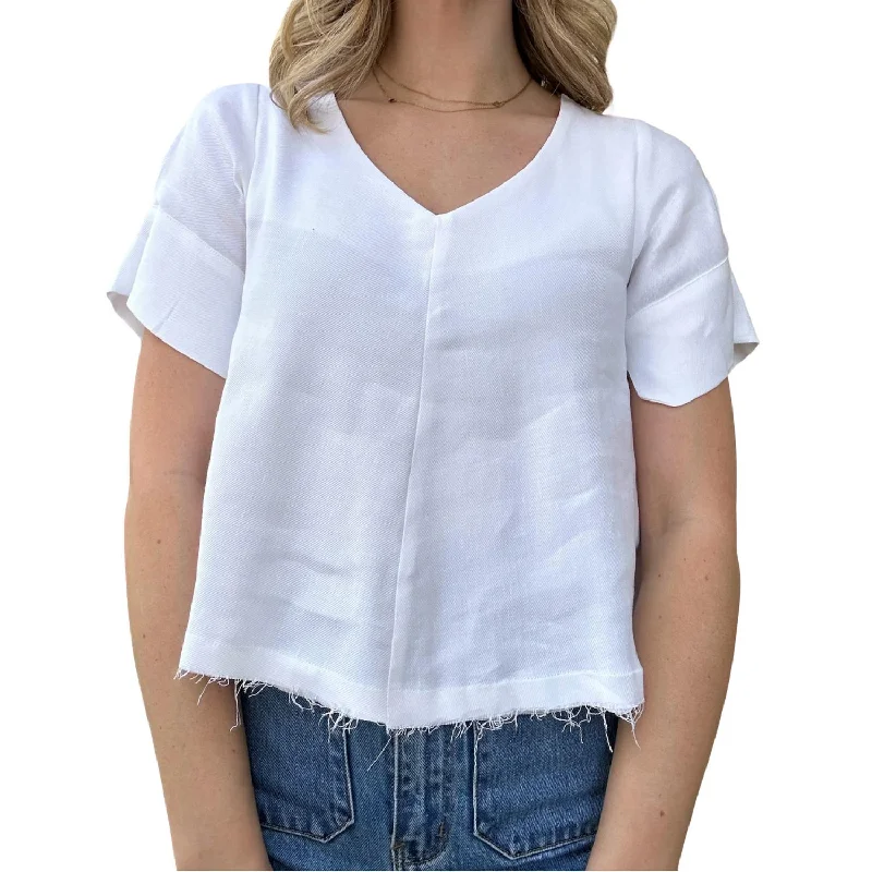 V-Neck Top In White