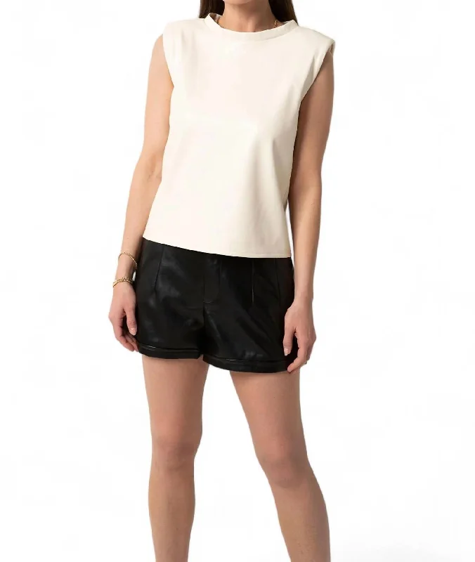 Veda Faux Leather Top In Pearled Ivory