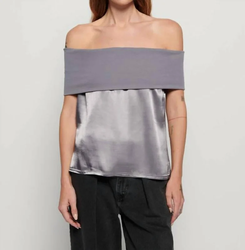 Vera Off The Shoulder Top In Smoke