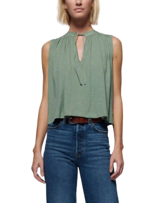 Via Tie Front Flowy Tank In Sea Spray