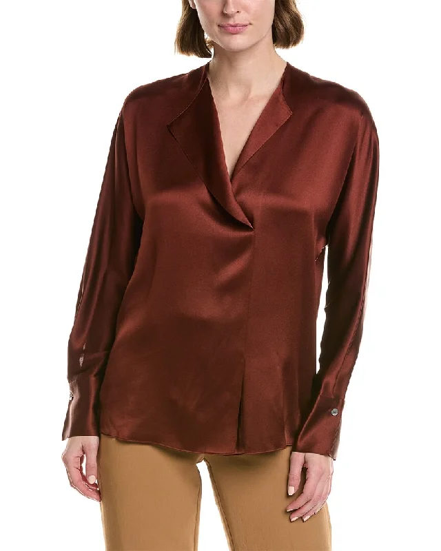 Vince Dolman Sleeve Draped Silk Blouse