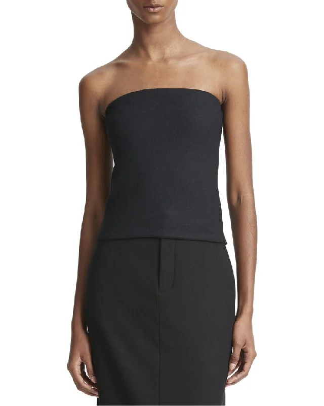 Vince Raw Edge Strapless Wool-Blend Top