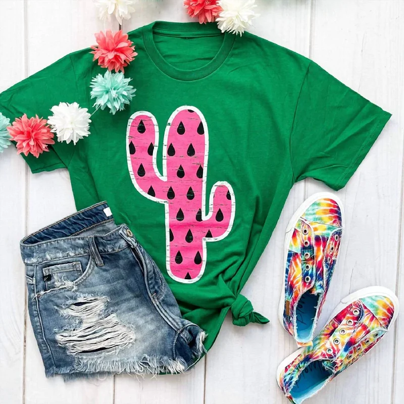 Watermelon Cactus Tee In Green