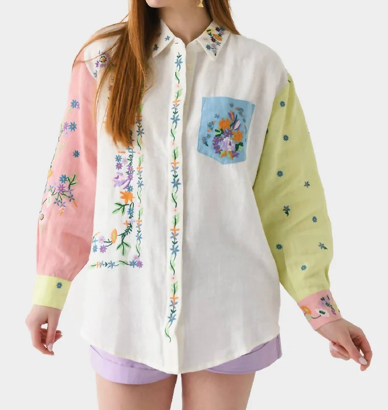 Willa Embroidered Shirt In Multi