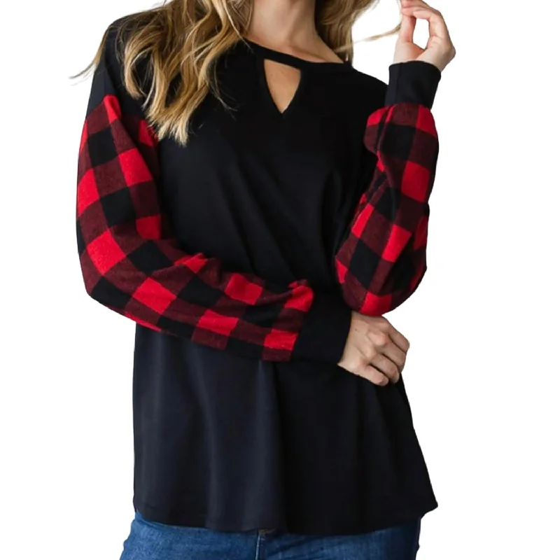 Women's Buffalo Plaid Long Sleeves In Red/black