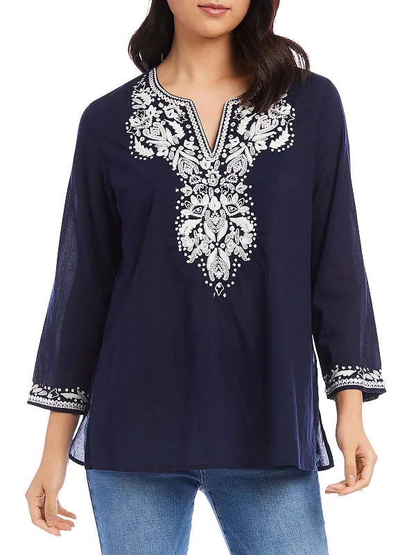 Womens Cotton Embroidered Tunic Top