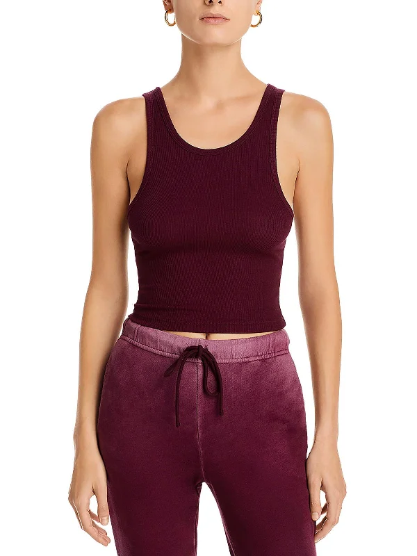 Womens Cropped Cotton Blend Tank Top