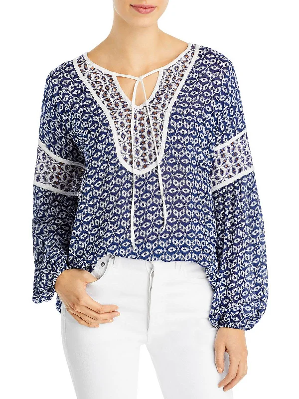 Womens Embroidered Printed Pullover Top