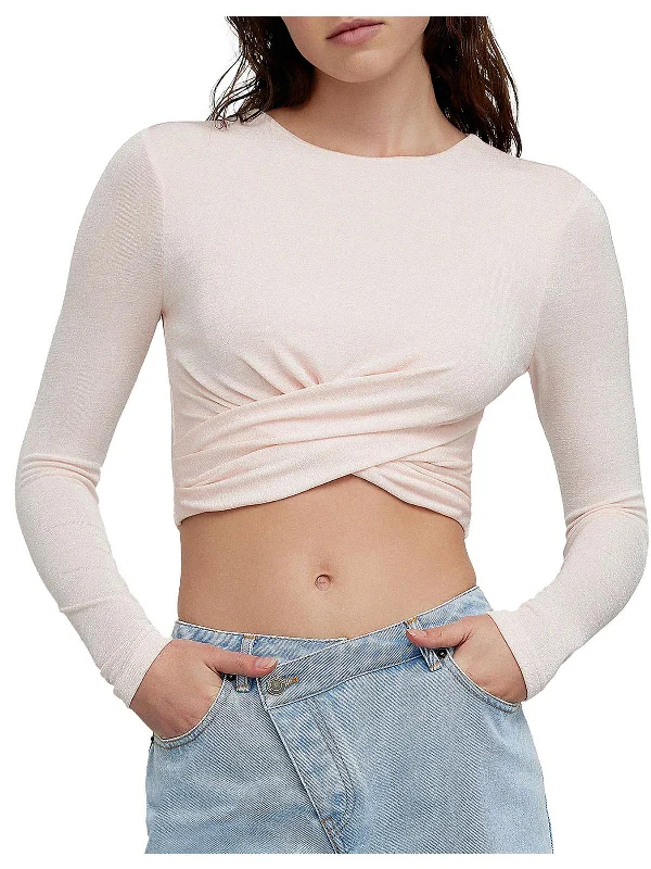 Womens Front Twist Long Sleeve Cropped