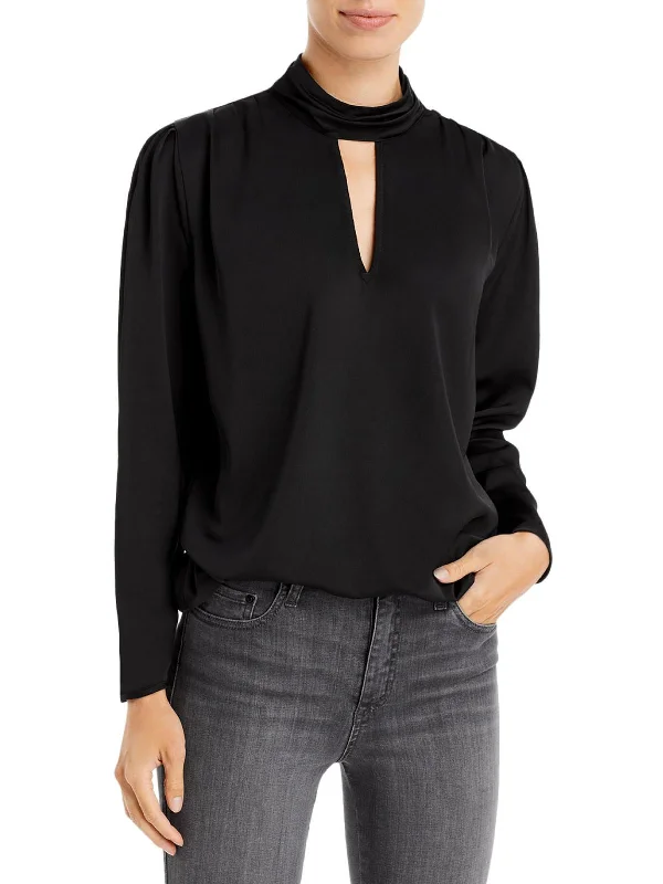 Womens Keyhole Button Shoulder Blouse